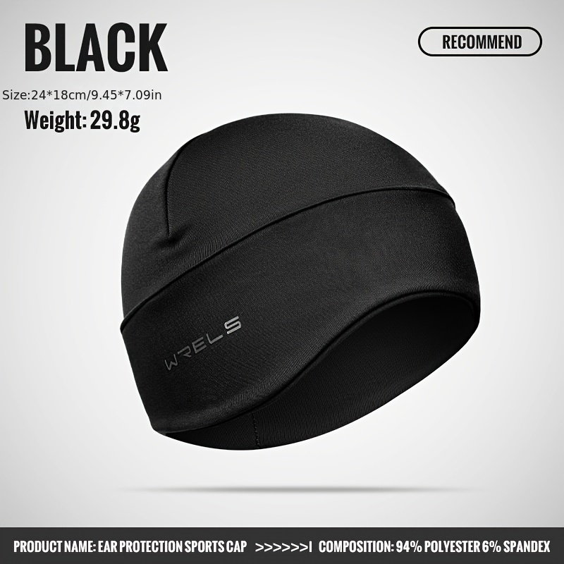 TEMU Wrels Windproof Warm Beanie Hat For Winter Sports - Ideal For Skiing, Cycling & Hiking, Machine Washable, Black