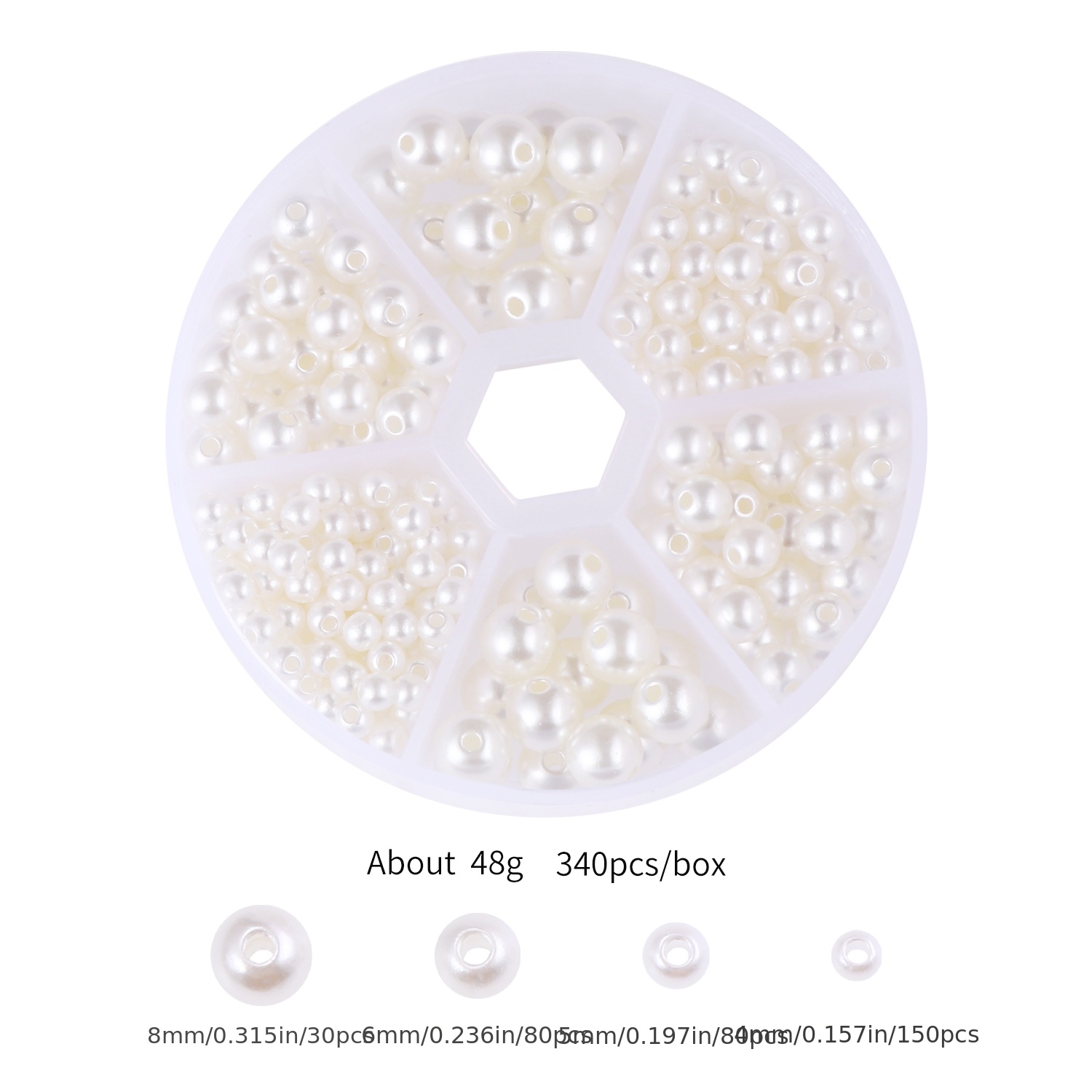 340pcs Round Pearl Beads for DIY Jewelry Making