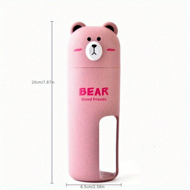 Bear Kawaii - Portacepillos de dientes montado en la pared para 2 unidades,  para niños, adolescentes, niñas, baño, dormitorio, adhesivo sin rastro