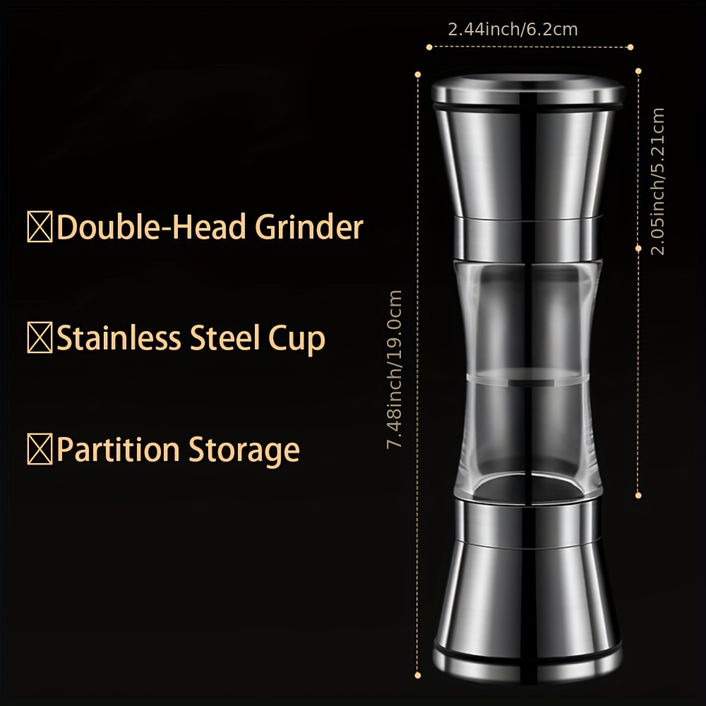 Salt & Pepper Grinder Set - 2 In 1 Combo Stainless Steel Mill-dual