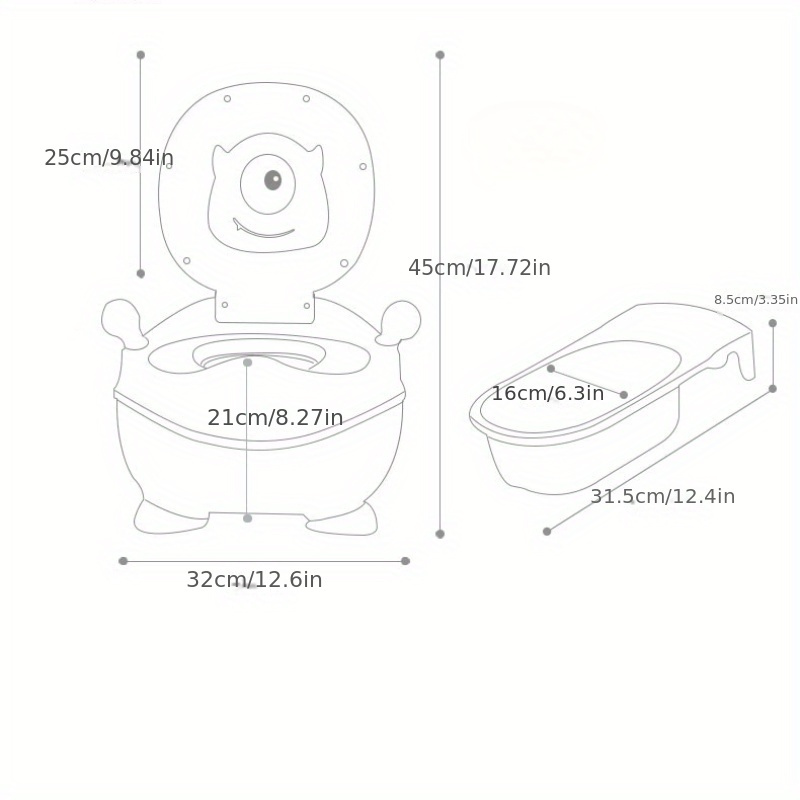 어린이용 화장실용 변기 뚜껑이 있는 어린이용 변기 17.72인치 높이 아이 친화적인 디자인 휴대용 유아용 변 - Temu 