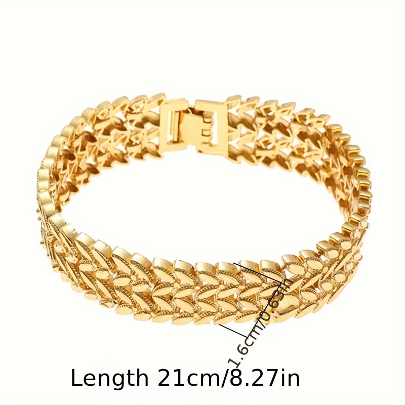 1pc   bracelet fashion golden plated men women wristband vacation couple gift details 0