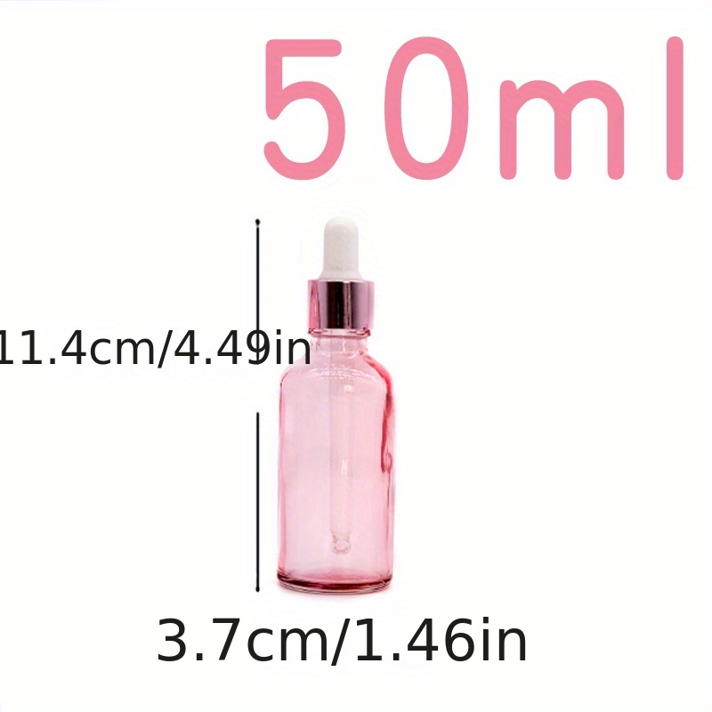 TEMU Pink Essential Oil Bottles With White Droppers, Glass Dropper Bottles In Varying Sizes Refillable Cosmetic Containers Liquids & Serums