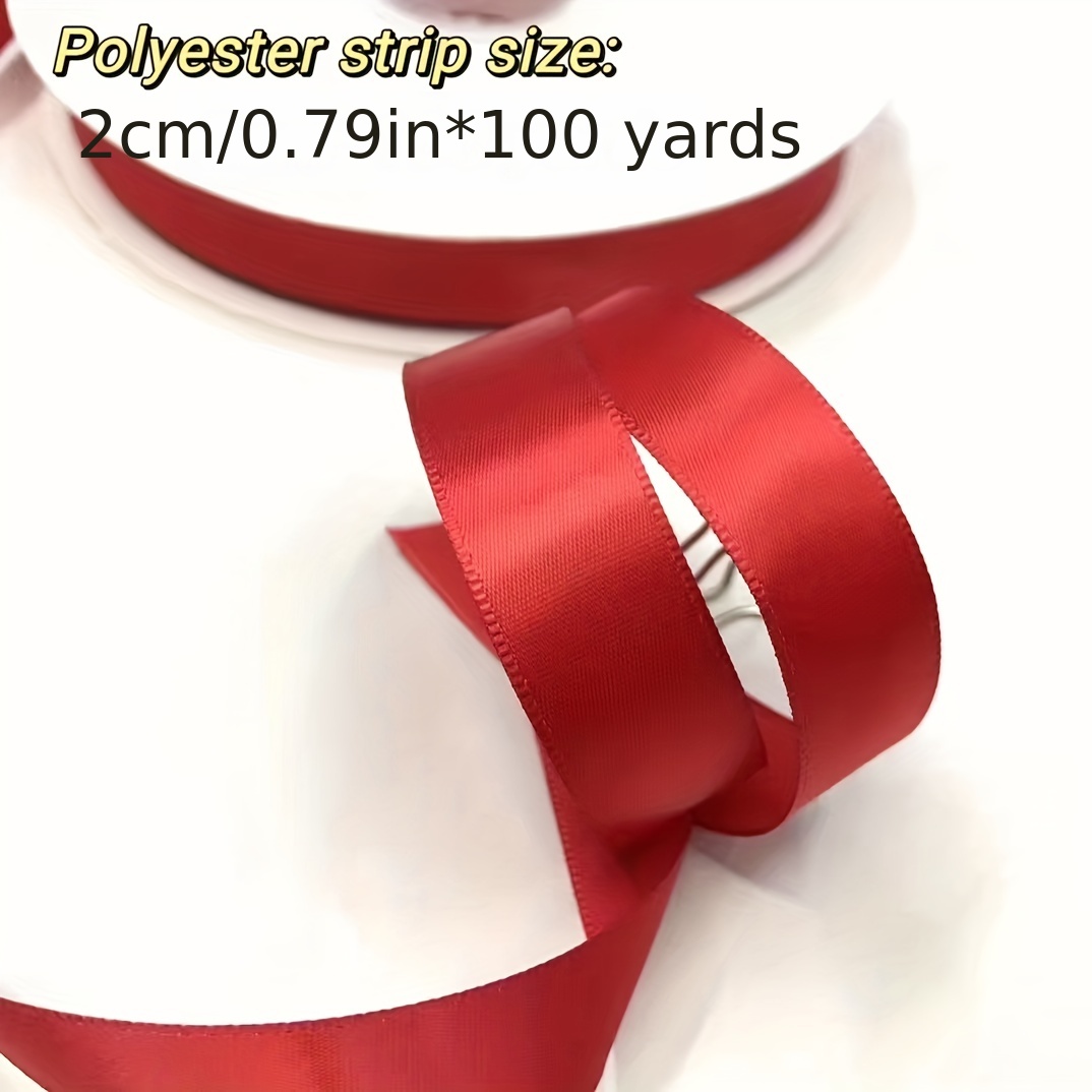 100 Yards 1 inch Wide Solid Satin Ribbon Roll, Gift Wrapping Hair Bows Party Wedding Supply (Red)