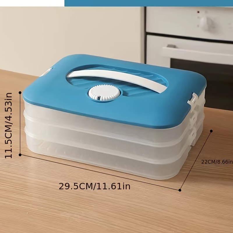 Portable 3 Layer Dumpling Box with Lid for Picnic, Camping