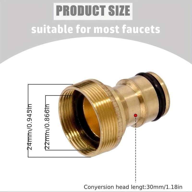 Connettori Per Rubinetto In Ottone 2 Pezzi – Adattatore Filettato 1/2 E 3/4 Per Tubo Da Giardino