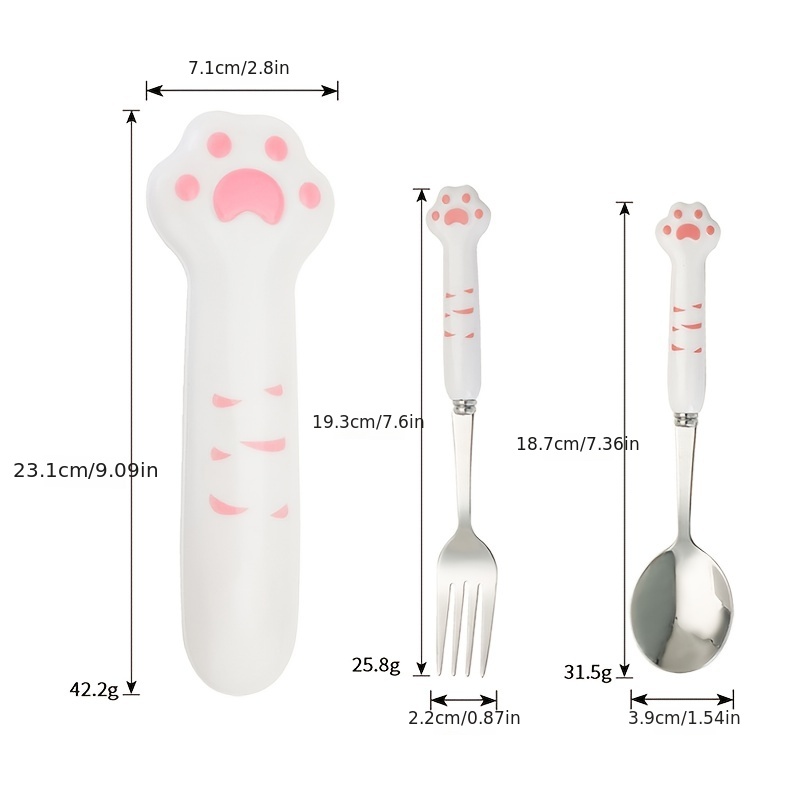 Baby Lunch Box With Cutlery Set And Straw Cute Cat Claw - Temu