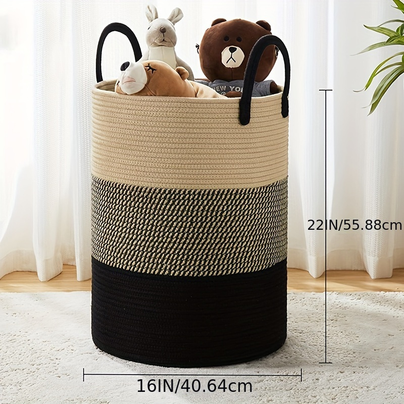 

Large Woven Laundry Hamper, Home Organization Basket With Handles, Storage Bin For Clothes And Toys