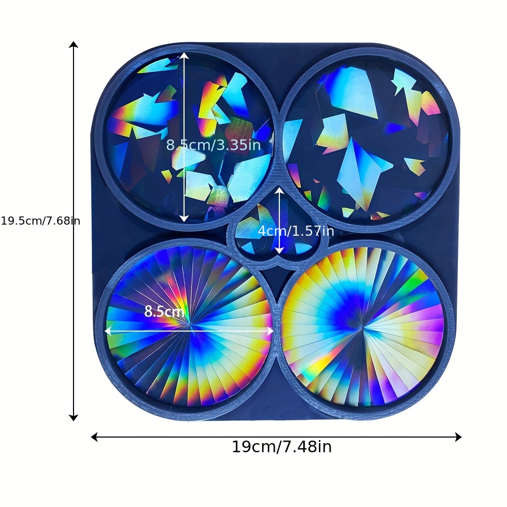 Holographic Round Coaster Crystal Epoxy Resin Mold Cup Pad - Temu