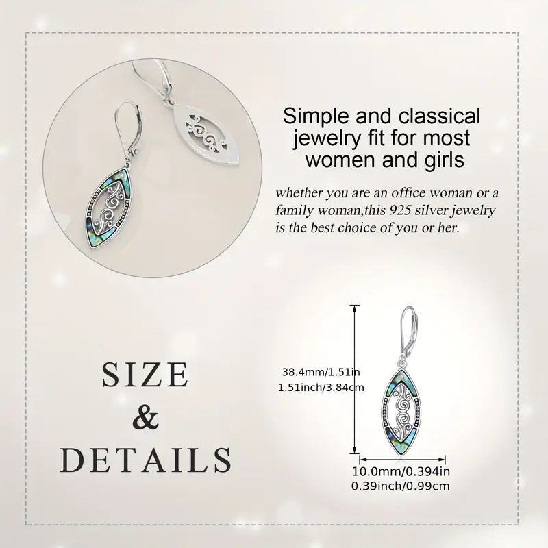 925 sterling silver abalone shell dangle drop earrings for women bohemian earrings jewelry gift Product details 2