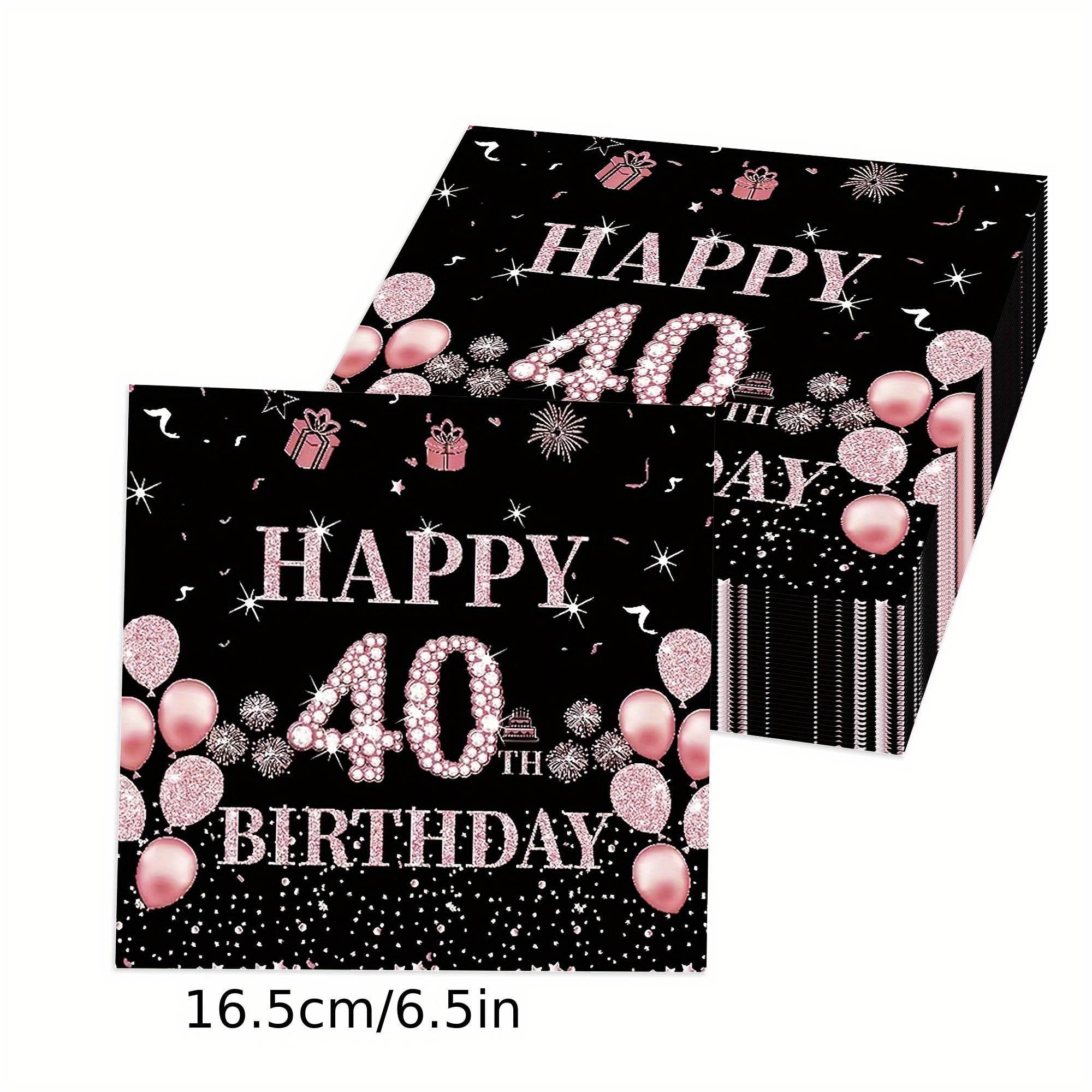 E-shop 40 Stück 40. Geburtstag Damen Dekoration, Vintage 40. Geburtstag Schwarz und Roségolden Servietten Geburtstagsparty Zubehör