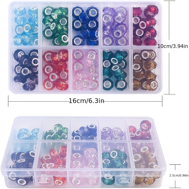 Various European style Beads Large hole Crystal Glass Spacer - Temu
