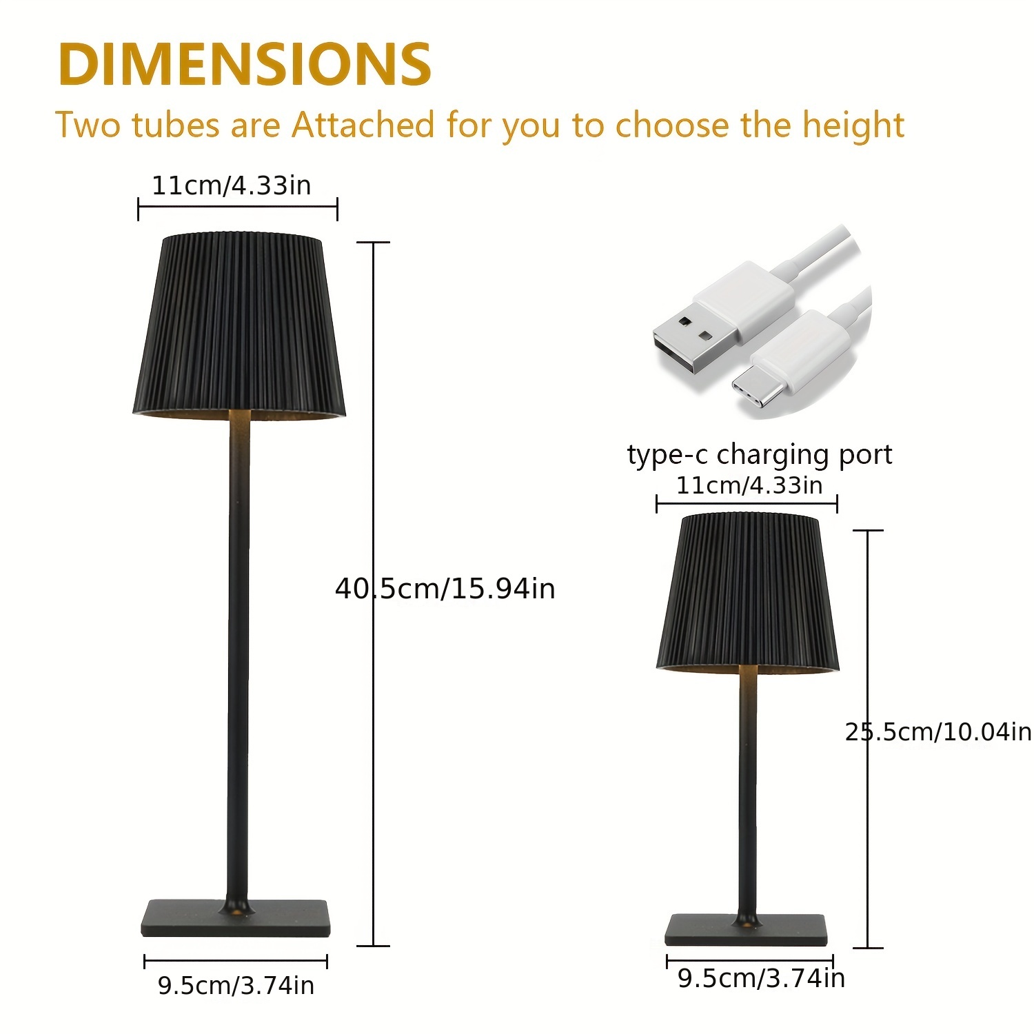 1pcs Lampes de table sans fil, gradation continue 3 couleurs, lampe de  bureau LED à batterie