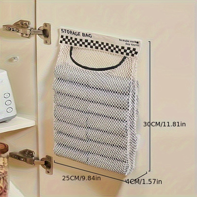 1pc Kitchen Garbage Bag Storage Artifact, Wall-mounted Large Capacity Storage Bag, Plastic Bag Storage Mesh Pocket