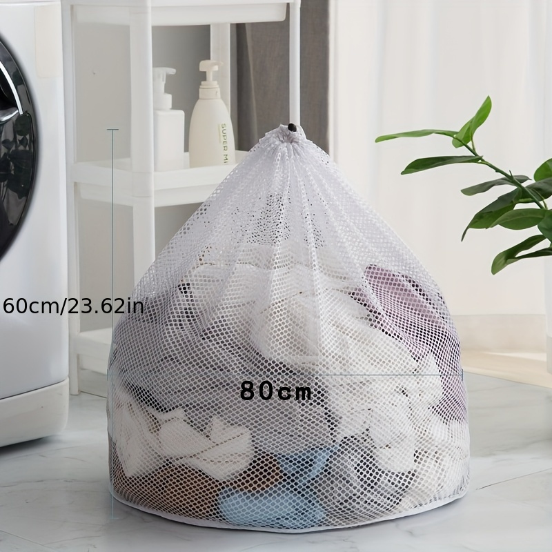 TEMU Extra-large Mesh Laundry Bag With Drawstring Closure - Durable Polyester, Machine Washable For & Outdoor Use