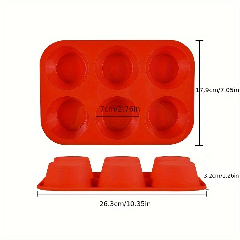 Silicone Muffin Pan, Non-stick Baking Cupcake Pan, 6 Cavity