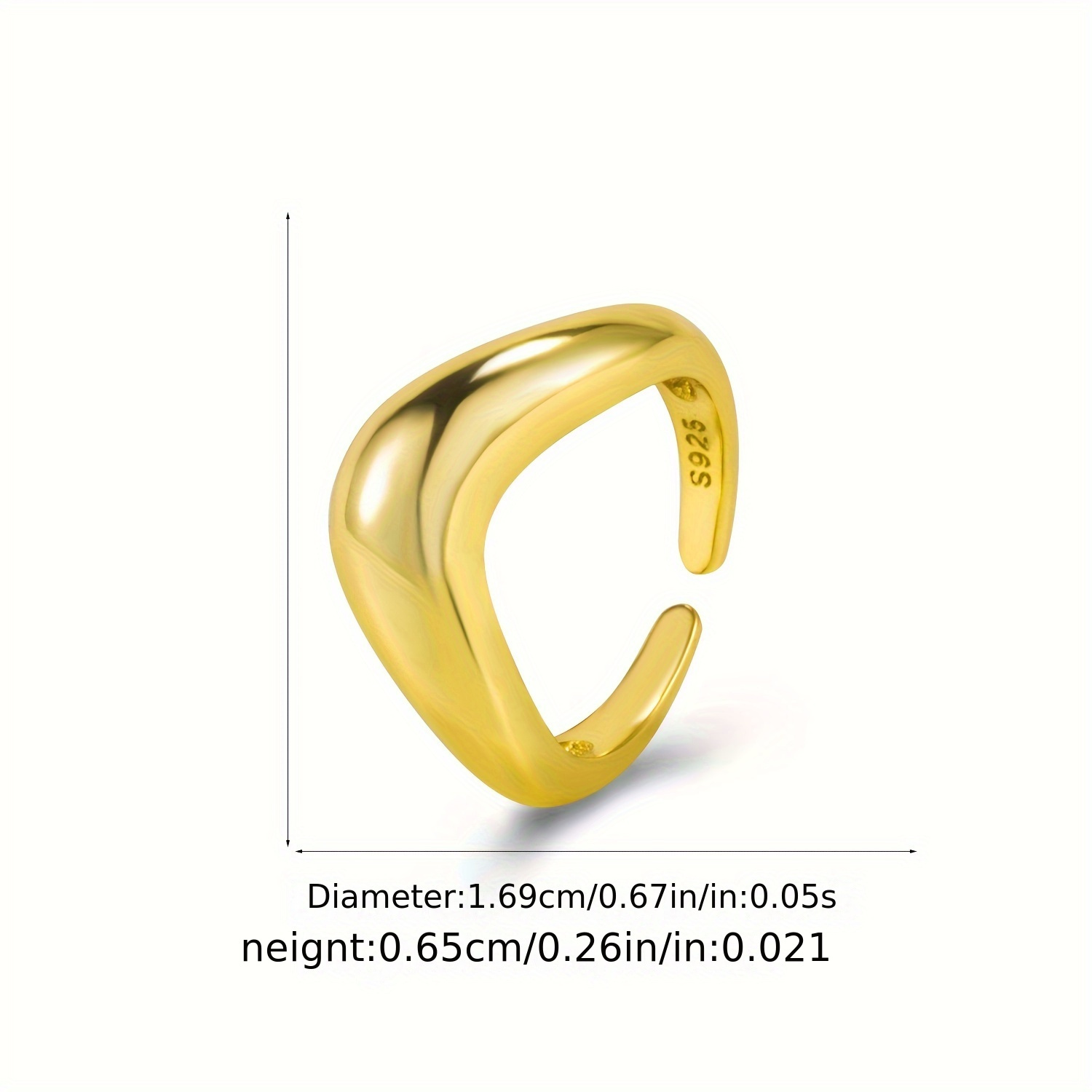 Minimalist Japanese Wave Open Ring S925 Sterling Silver 3D Design
