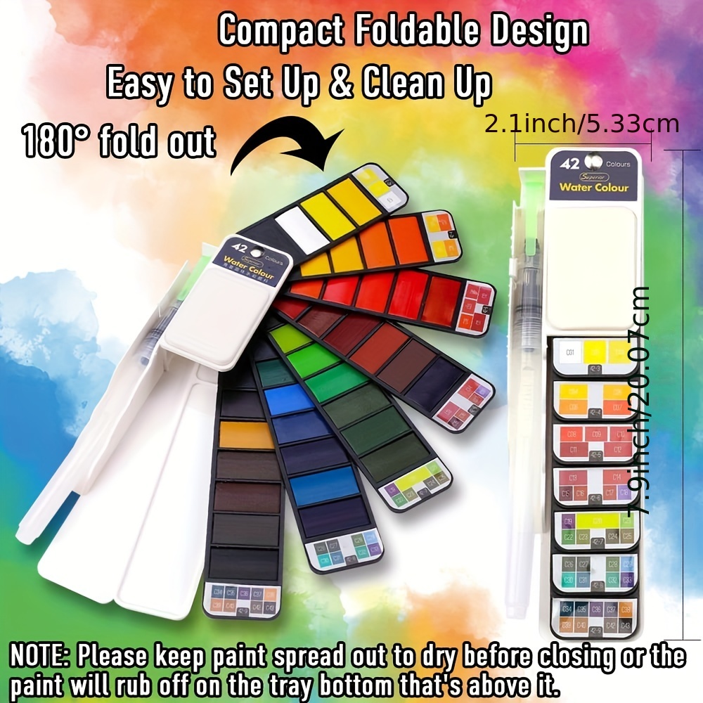 42 Colors Watercolor Paint Set Fan shaped Foldable Paint Set - Temu