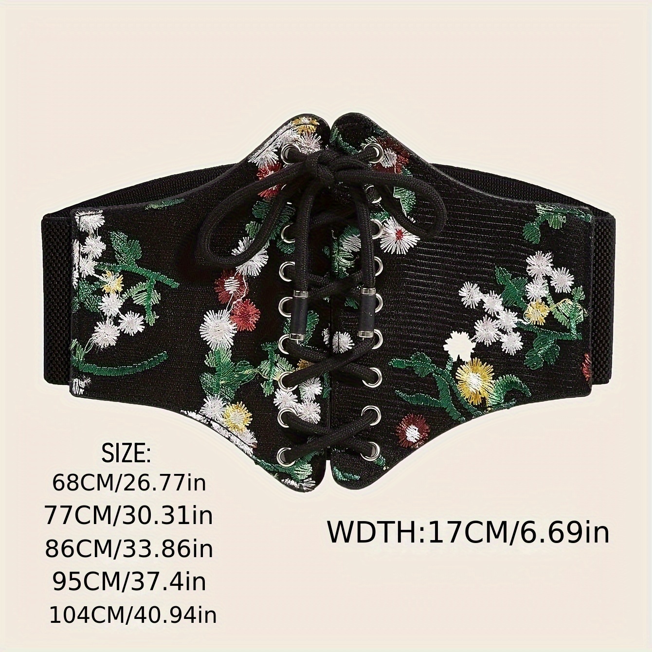 Flower Embroidered Black Corset Belts Vintage Chinese Style Temu