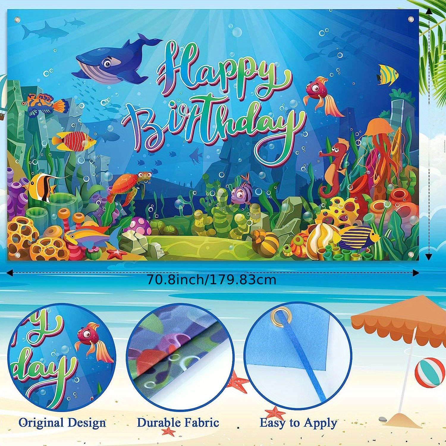 111pcs, Underwater World Underwater Mobilization Theme Ocean Theme Birthday  Balloon Chain Flower Ring Arch Set Marine Animal Fish Aluminum Film Balloo