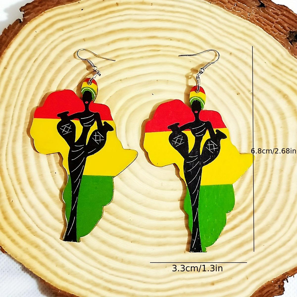 African Pattern Geometric Map Drop Earrings