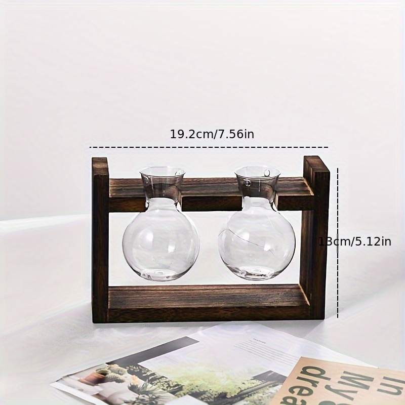 Multi-tube Combination With Wooden Booth And Pet Material Bulb Pipe Hydroponic Greenery Propagation, With Multi-component Additions, Room Office Desk Home Decor