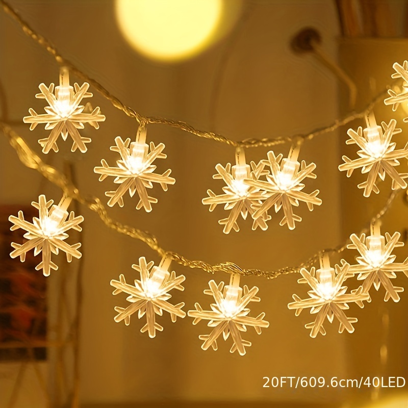 Guirlande lumineuse flocon de neige,LionKnight Lumières de Noë Intérieure  6M 40 LED alimentée par piles