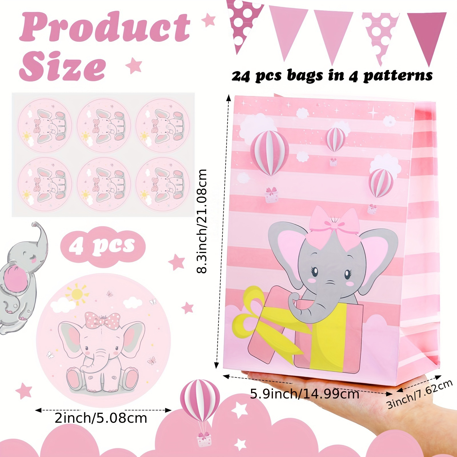 Set /92pcs Decoraciones Baby Shower Elefante Rosa Conjunto - Temu