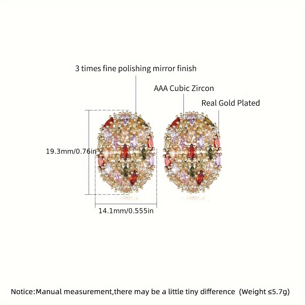 Colorful Sparkling Multicolor Women's Stud Earrings