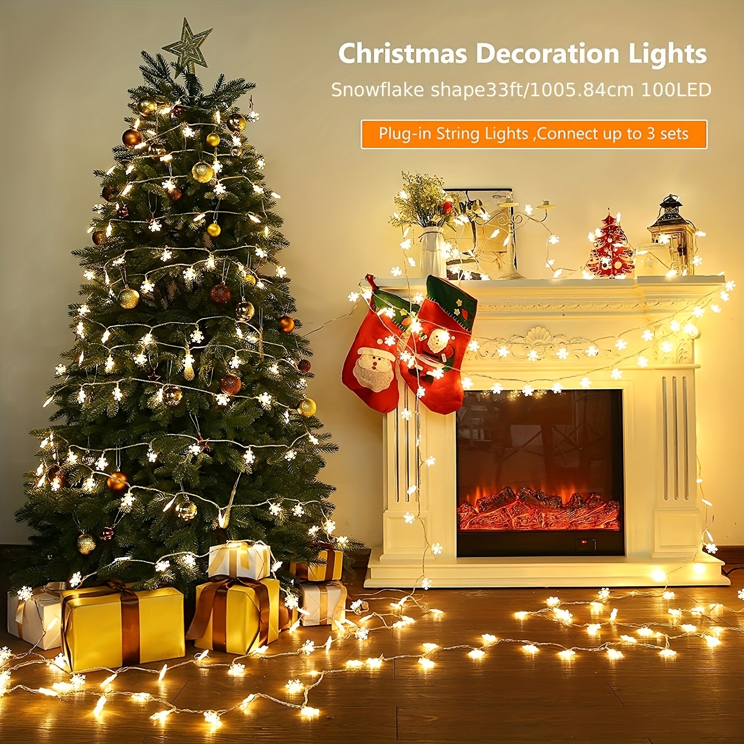 Bangcool Guirlande lumineuse décorative à LED de flocon de neige de Noël  avec télécommande 