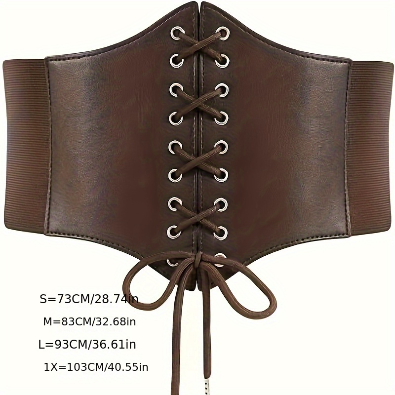 E-shop Modischer Damen-Korsett-Gürtel, Elastischer Schnür-Taillenformer mit Atmungsaktivem Mesh, Lässiger Sportstil, Polyester 70% PU-Leder 30%,