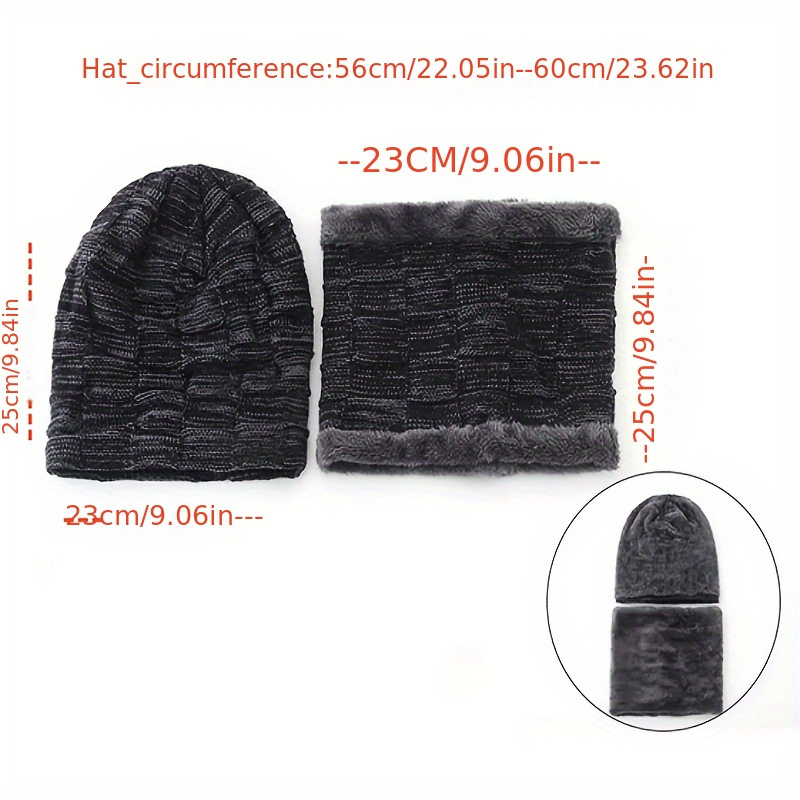 2pcs Cappello E Sciarpa Uomo - Cappello Sci In Maglia Calda Invernale  Cappuccio A Coste Escursioni E Attività Allaperto Cappuccio A Coste Spesse  E Fodera In Velluto Plus