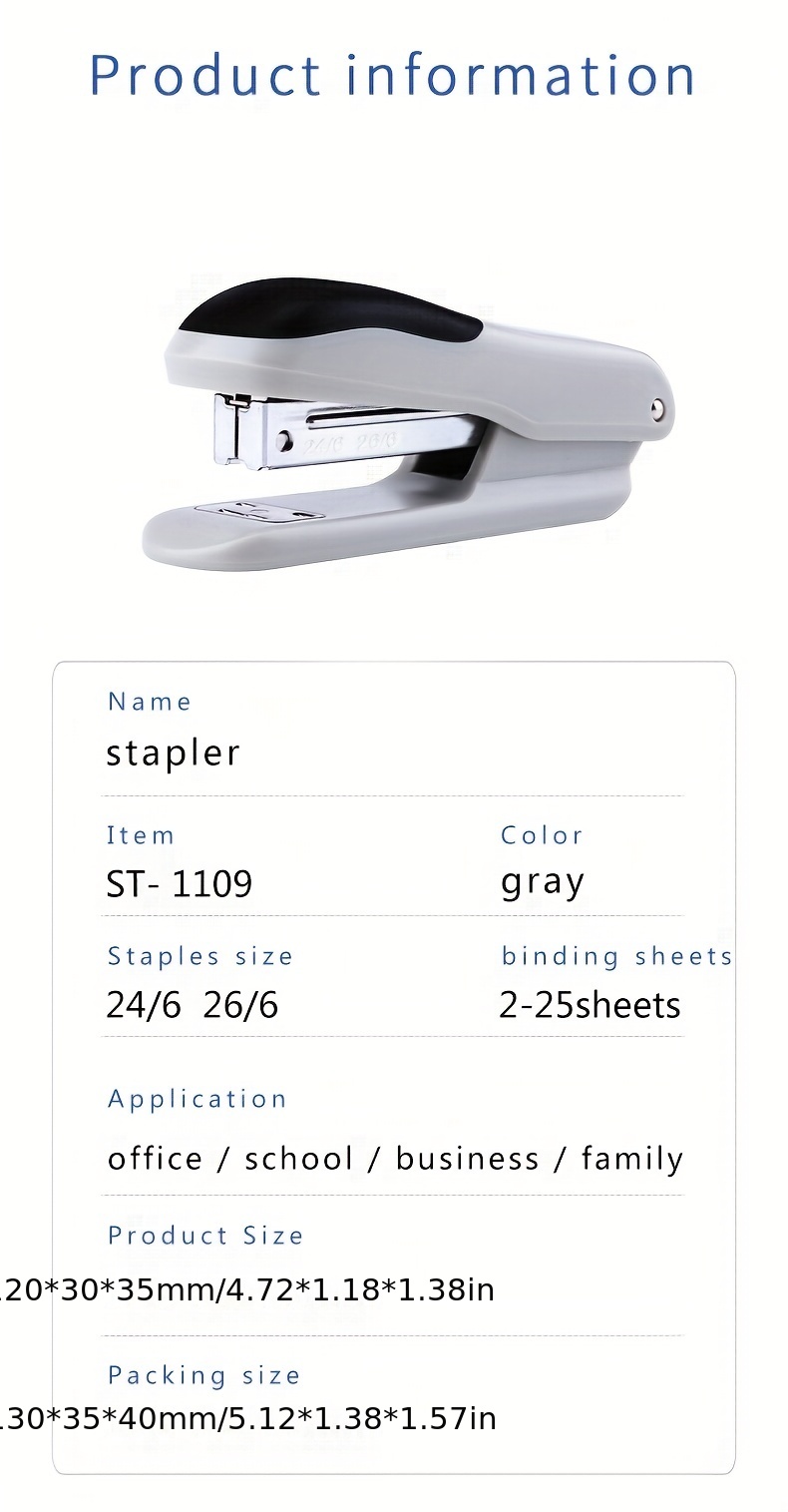   Basics Stapler with 1000 Staples - Black