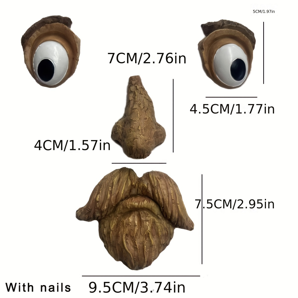 Image of 1 Set Of Face Tree Facial Features - Resin Tree Face Decoration Outdoor, Courtyard Art Statue Making Halloween, Easter, Garden, Creative Props Decorations