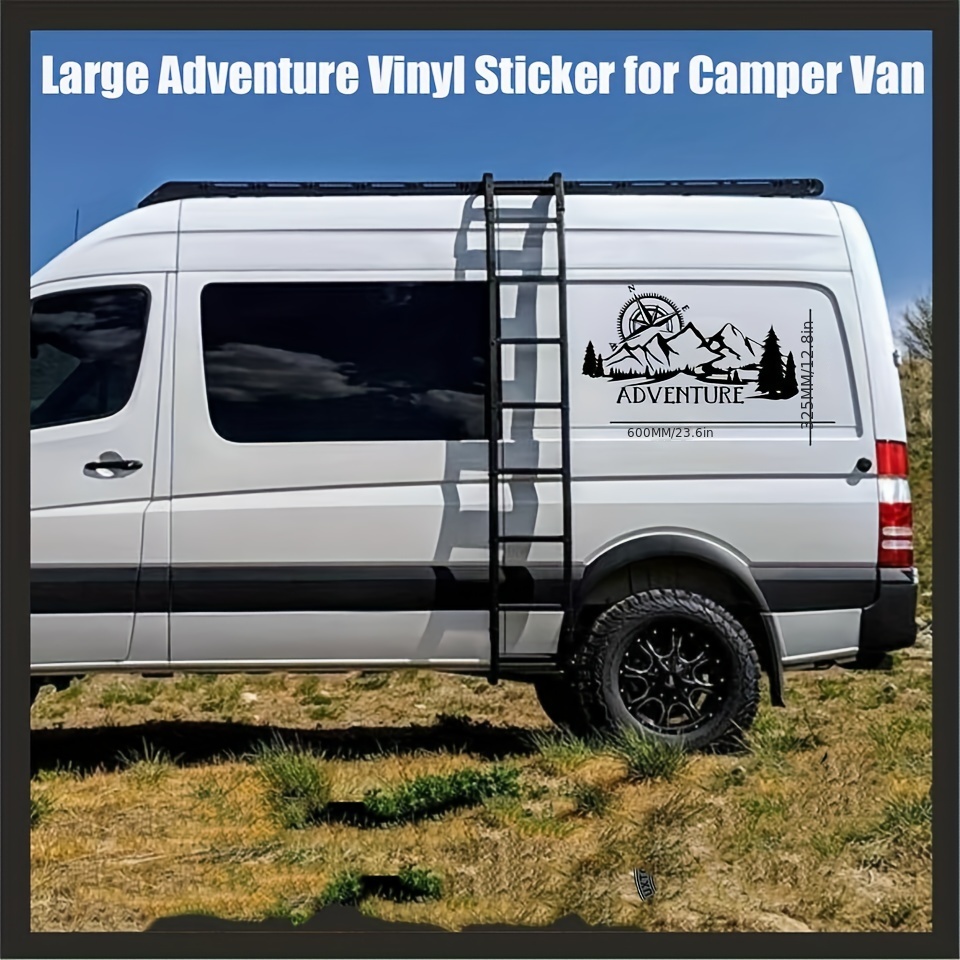 Cool Car Stickers for Men, Compass Mountain Big Car Decals, Vinyl Stickers  for Car Side Body Door, Large RV Graphic Decals Tree Deer, Auto Decal