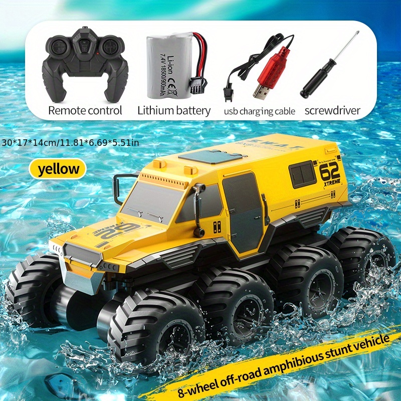 Q137 Remote Control Amphibious 8-wheel Off-road Vehicle (Single Battery),  Full Body Waterproof, 360°rotation And Drift, Pressure-resistant Rubber Tire