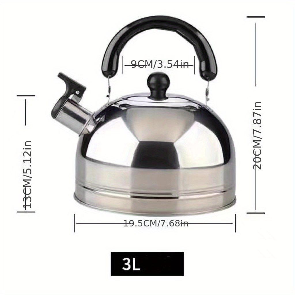 3L Whistling Kettle Stainless Steel Portable Camping Kettle Teapot