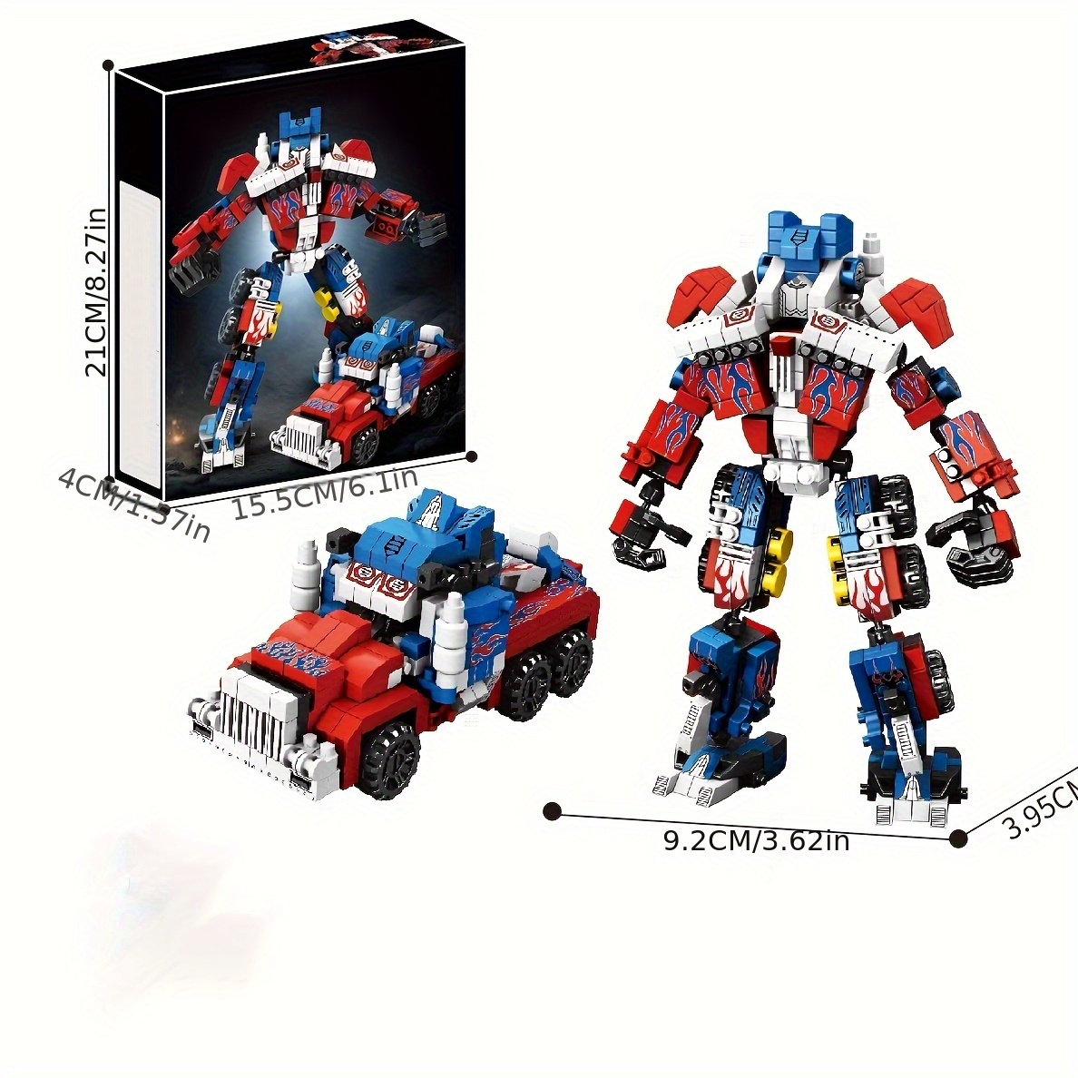 1950 Particle Car Robot Assembly Building Block Model Hand-Made Cool Room Ornaments Toys, Car Mecha Warrior Suitable for Birthday Gifts, Building Block Movie Peripheral Assembly