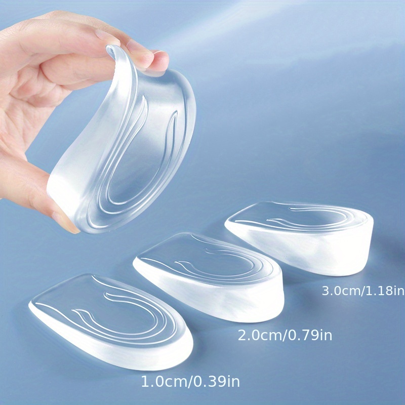 1pair Silicone Transparent Heightening Insoles, Men's And Women's Invisible Half Pads, Heel Lifting Pads, Elastic Arch Support Pads