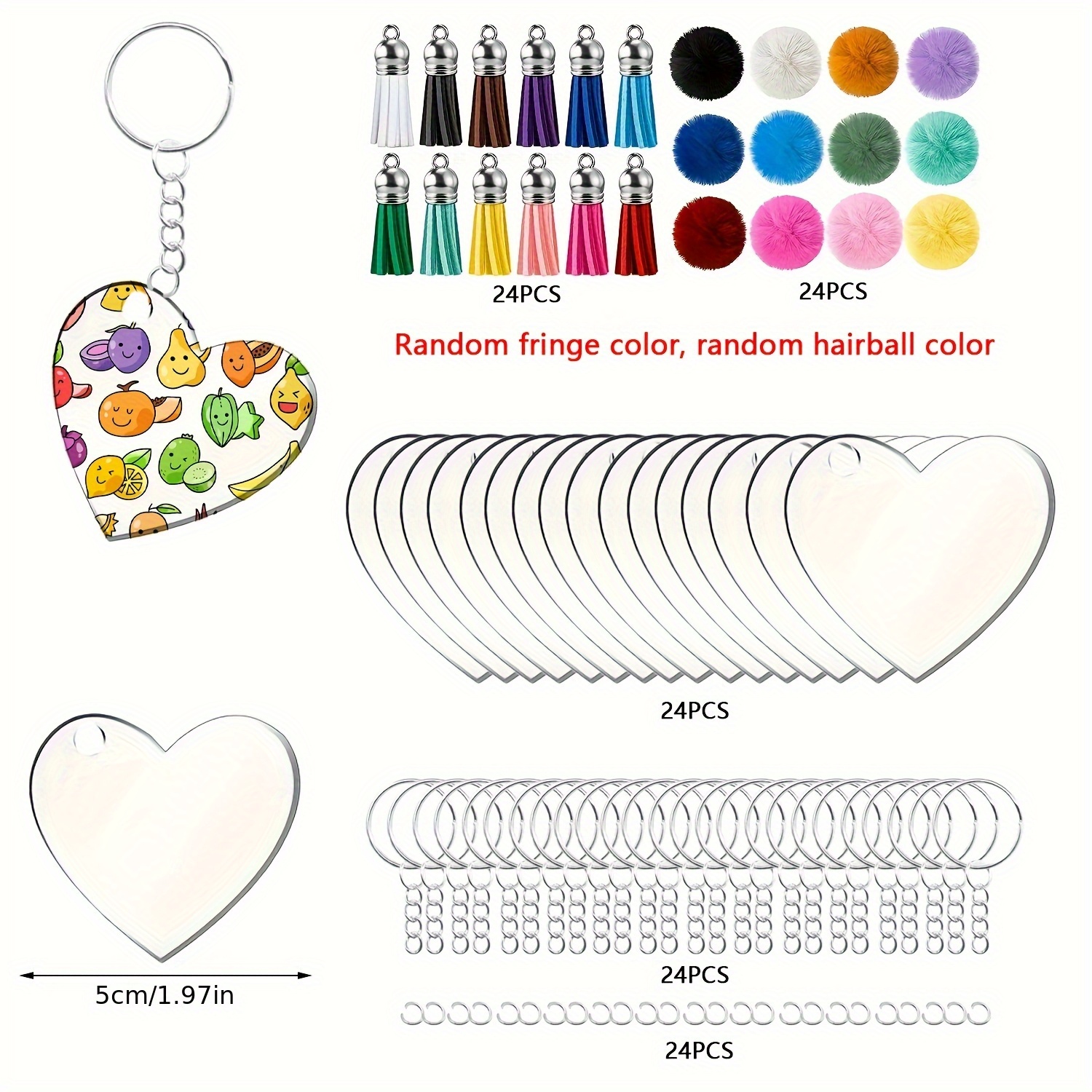 120個のcswfjkjアクリルキーホルダーセット カラフルなタッセル付きの