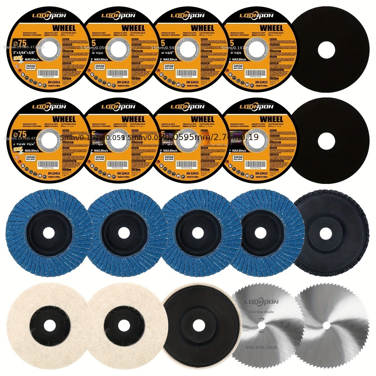 

3-inch Grinding Wheel Set, 75mm Polishing Disc, Designed For Metal Polishing.