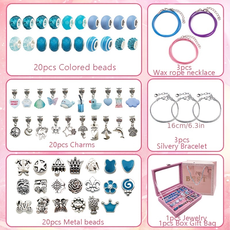 Charm Bracelets Kit with Beads Jewelry Charms Bracelets for DIY