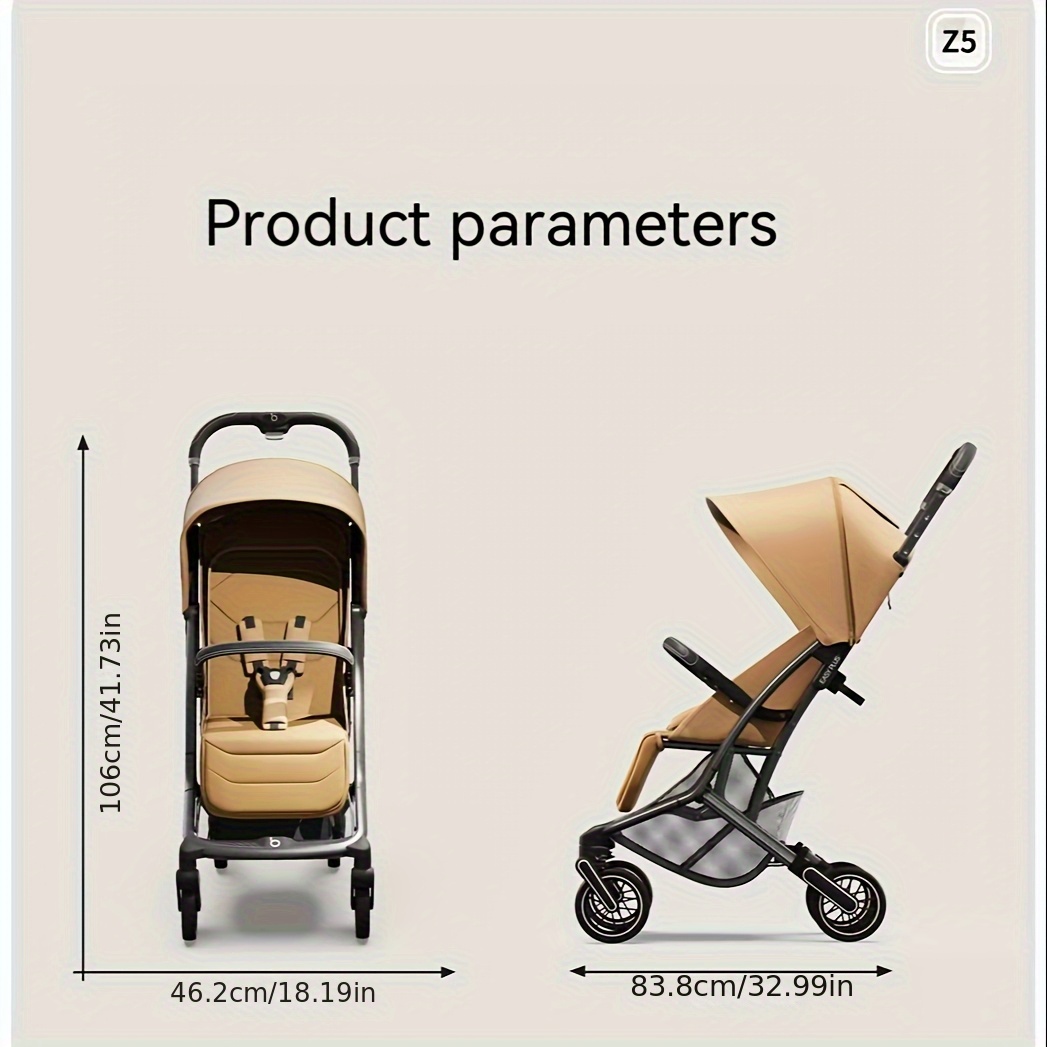 Babyhood Z5 Omvormbare Kinderwagen - Lichtgewicht Aluminium Frame, Eénhandige Vouwbare Constructie, Verstelbaar Stuur & Vergrendelingssysteem, Omschakelbaar van Liggend naar Zittende Positie, Grote Wielen voor Alle Terrains, Compatibel met Babyzitje - Reisgereed Wagen voor Zuigelingen en Peuters (Beige/Grijs/Zwart) - Ideaal voor Luchthavens, Boodschappen doen, Dagelijks Gebruik, Reisessentieels, Stijlvolle Kinderwagen, Hoogwaardige Kwaliteit, Nieuwe Ouders