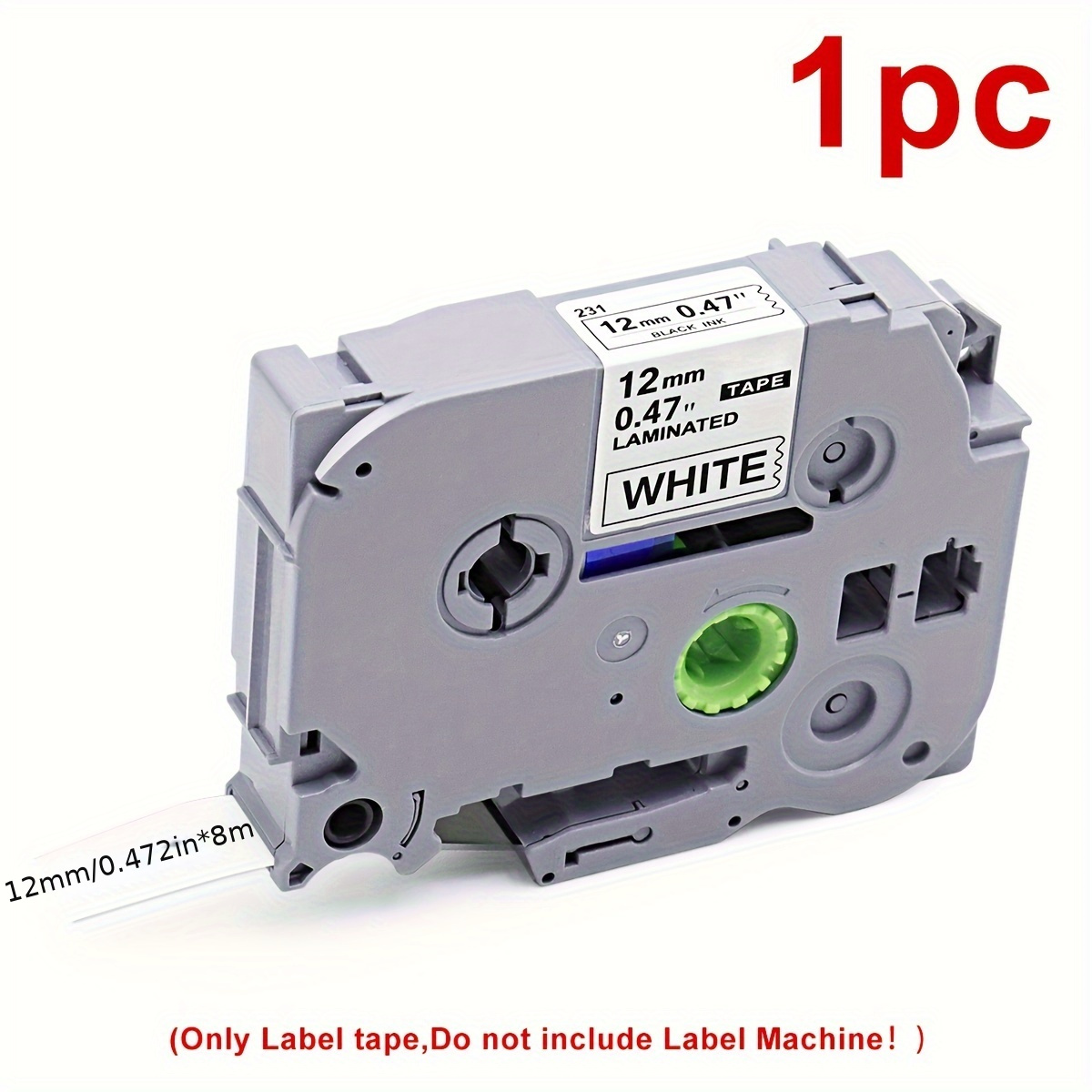 

1pc Tz/tze Tape Replacement With Tape 12mm 0.47 Laminated White For Brother P-touch Label Tape Tze-231 With Label Maker Pt-h103w H110 D210 D220 D400 1180 1280 1890 2040 8m 26.2ft