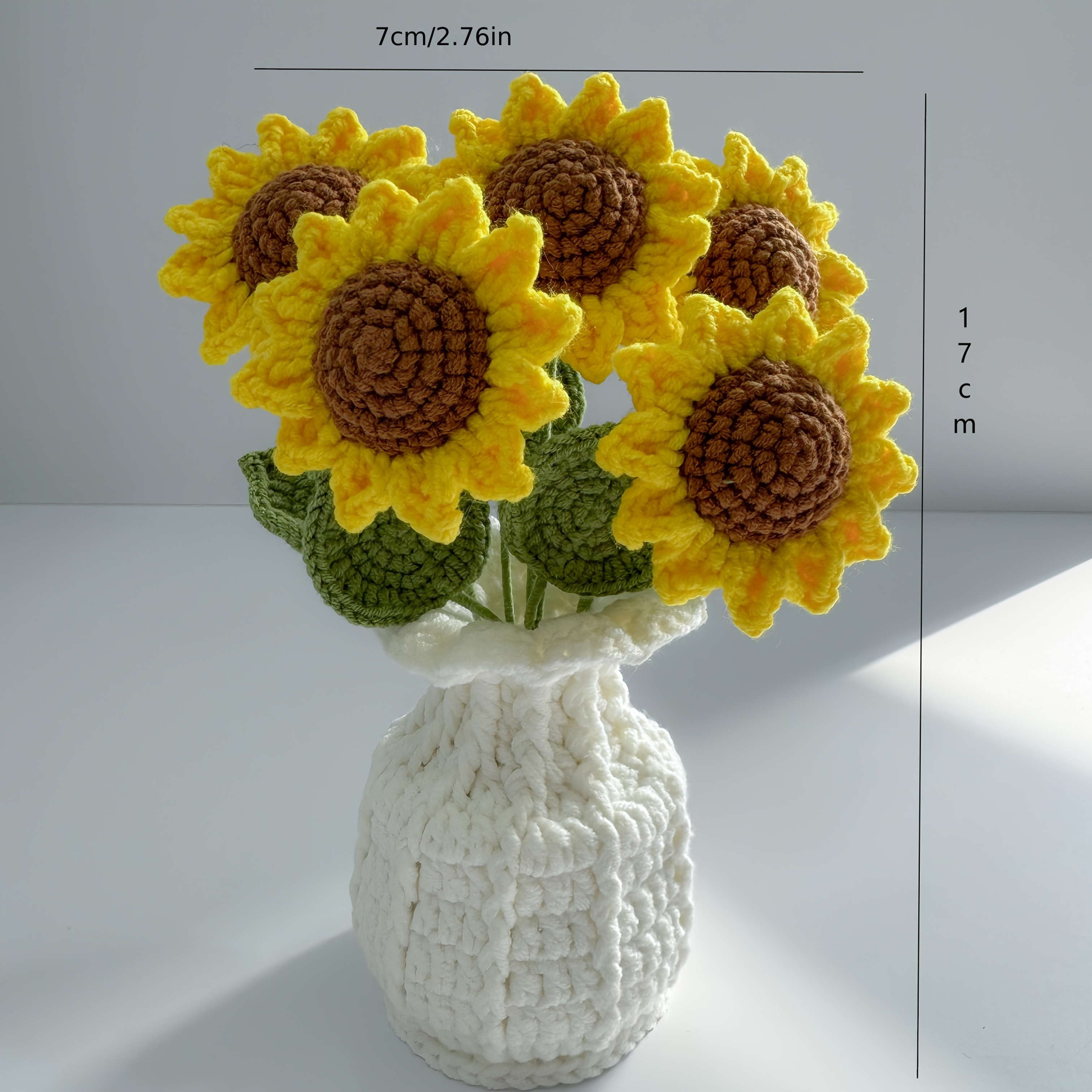 TEMU Hand-crocheted Sunflower Potted Plant, Sunflower Desktop Ornaments, Holiday Gifts