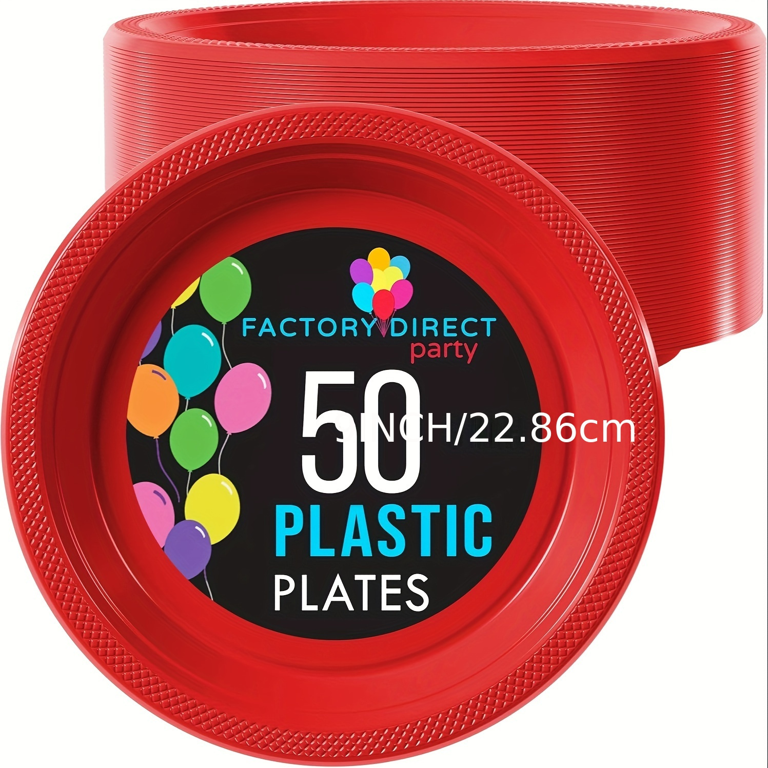 

9 Inch Dinner Plates Red Plastic Plates Disposable, 50 Count Set, Disposable Plates For Party, Plastic Plates For Party, Great Party Supplies & Plastic Party Plates