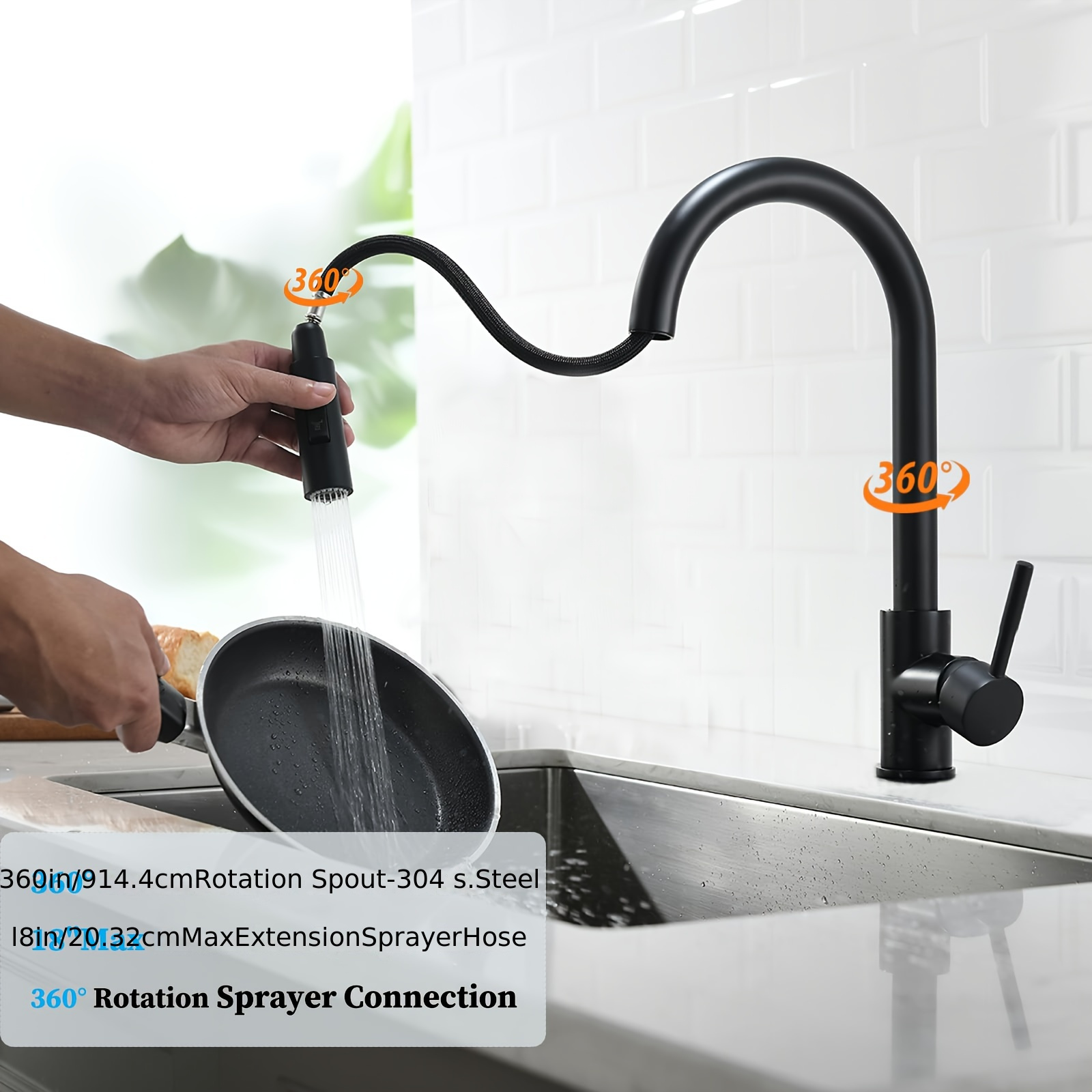 Grifo de Estilo Moderno Extraíble para Cocina, Grifo Cepillado para  Fregadero, Grifos de Cocina RV con Agua Fría y Caliente