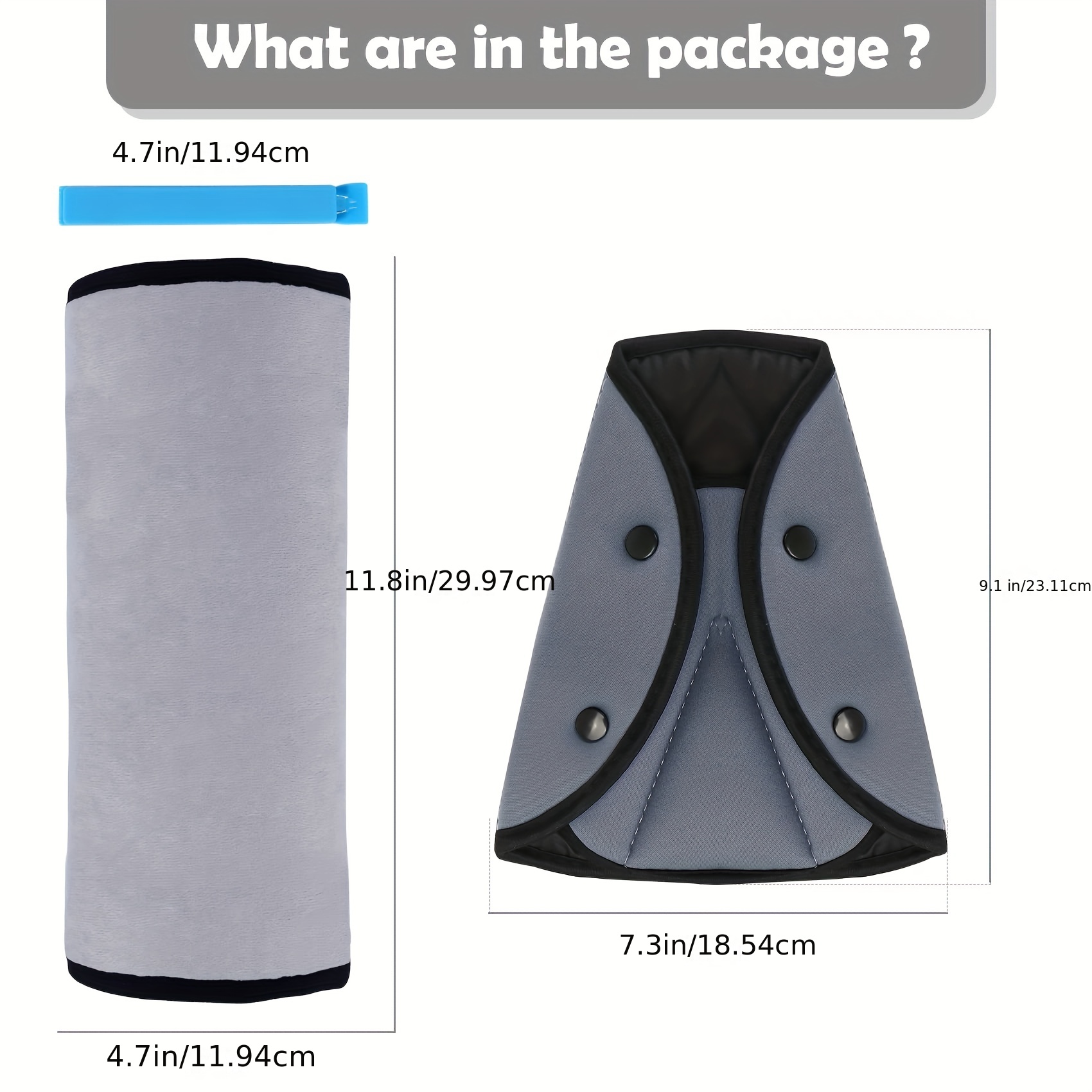 2pcs Neck Support Headrest Seat Belt Pillow Cover & Adjuster