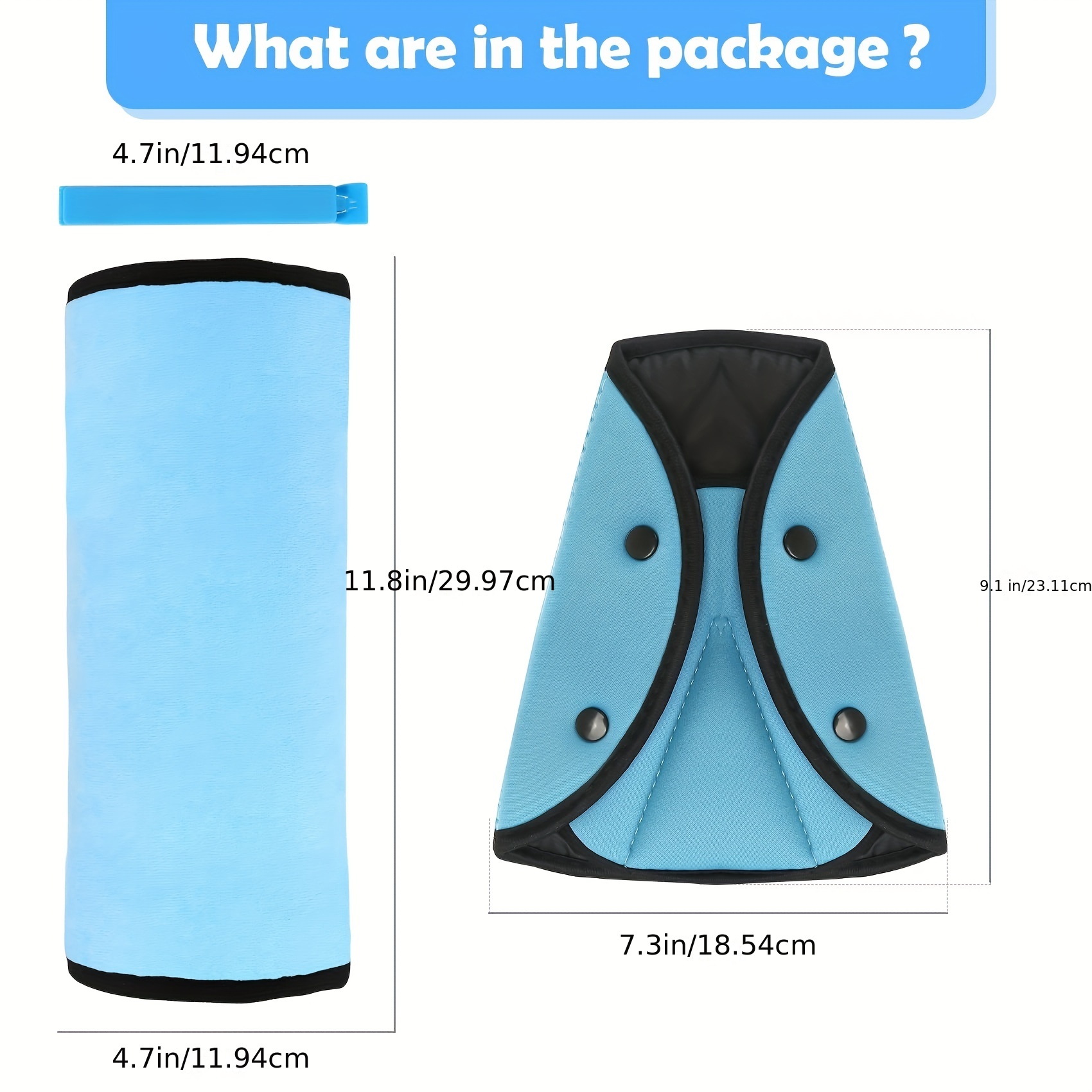 2pcs Neck Support Headrest Seat Belt Pillow Cover & Adjuster