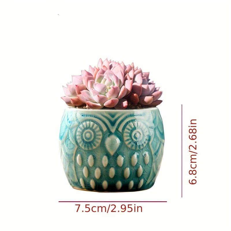 art deco ceramic owl planter pots bamboo stand set 3 - Temu Romania